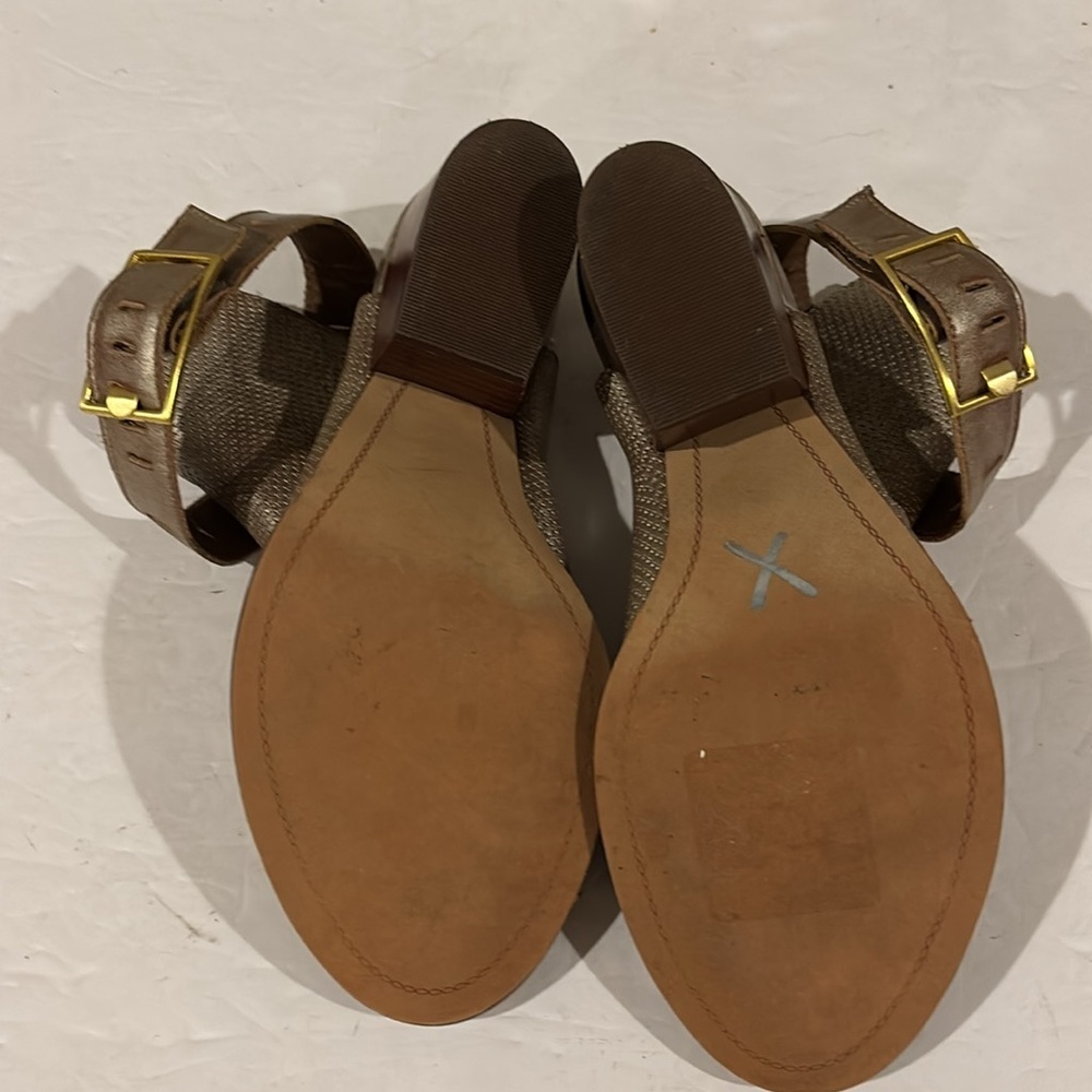 Nicole Antique Gold Leather Talullah Open Toe Open Heel Shootie - Size 6.5 - Picture 7 of 7